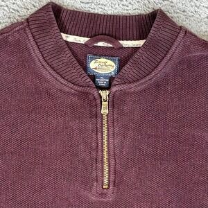 Tommy Bahama Mens XL Burgundy Cotton Pique Quarter Zip Pullover Sweater Maroon